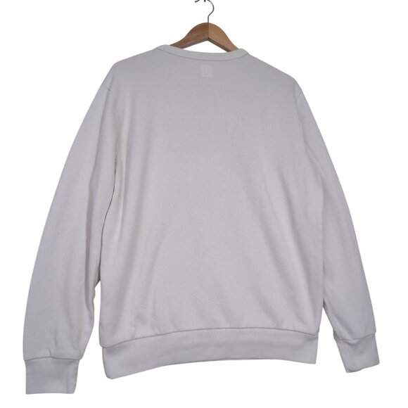 Gap Sweatshirt Mens M White Blue Spell Out Retro Preppy Beachy Pullover - Picture 3 of 8